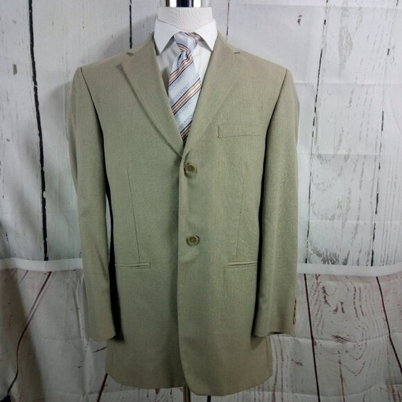 Haggar Enterprise 42L 2 Button Tan 2pc Suit 32W - Picture 4 of 12